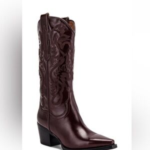 Jeffrey Campbell Brown Heeled Boots with Decorative Stitching